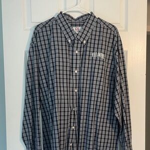 Mens Plaid Button-Down  Shirt with Villanova Embroidered over front pocket